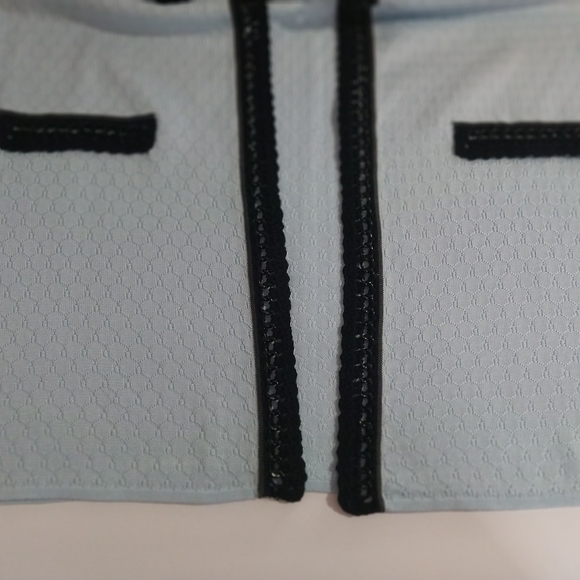 MING WANG Women's Blazer Suit Size XL Elegant with Blue Pattern Black Trim - Picture 8 of 12